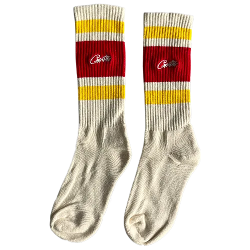Corteiz Socks CREAM - RED- YELLOW