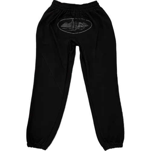 corteiz pants black alcatraz logo black