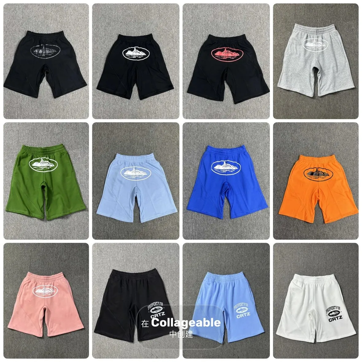 Corteiz美式街头恶魔岛印花短裤夏季宽松五分裤 (85)